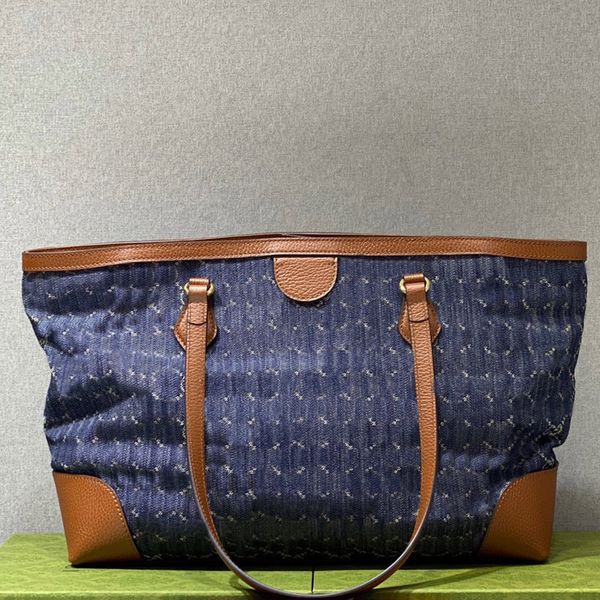 Bolsa de compras de lona feminina sacola grande capacidade bolsa designer embreagem couro genuíno sacos de ombro moda carta impressão interna zíper bolso qualidade superior