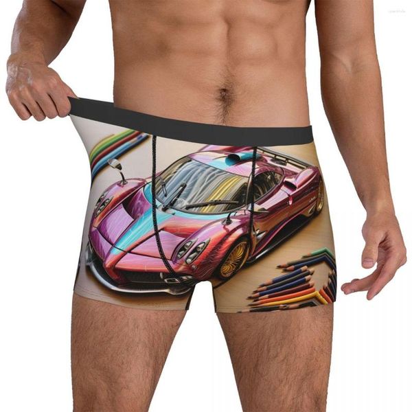 Underpants Speed Sports Car Underwear Lápis Arte Colorida Desenhos Animados Design Tronco Homem Soft Boxer Breve Ideia de Presente