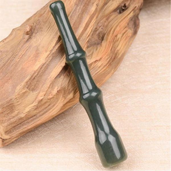 Natural hetian jade safira porta-cigarro modelos masculinos e femininos filtro de haste de cigarro esculpido à mão uma mercadoria jade para seu namorado215z