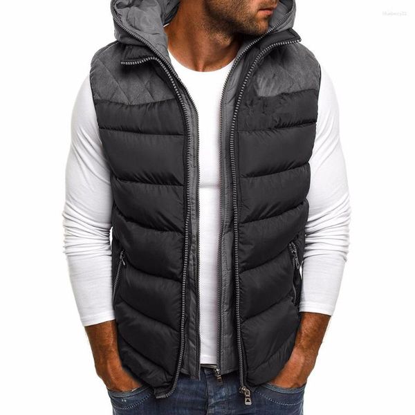 Coletes masculinos homens inverno quente colete casaco sem mangas casual algodão com capuz colete acolchoado pato jaqueta plus size 5xl