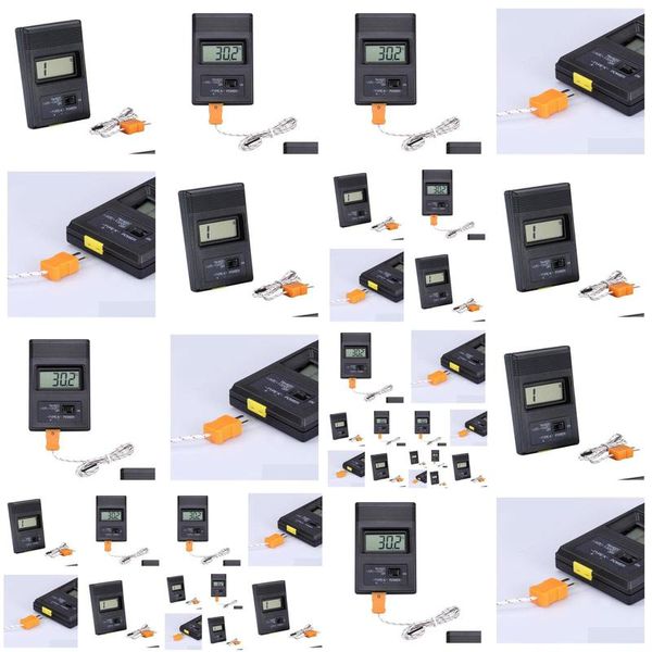 Instrumentos de temperatura Atacado Digital LCD K Tipo Termômetro Única Entrada Pro Sonda Termopar Detector Sensor Leitor Medidor Tm 9 Dh8Wx