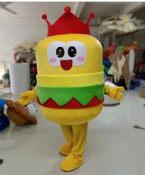 Halloween Food Hamburger Puntelli per hamburger Costumi mascotte Costume da personaggio dei cartoni animati di Halloween Vestito da festa all'aperto di Natale unisex