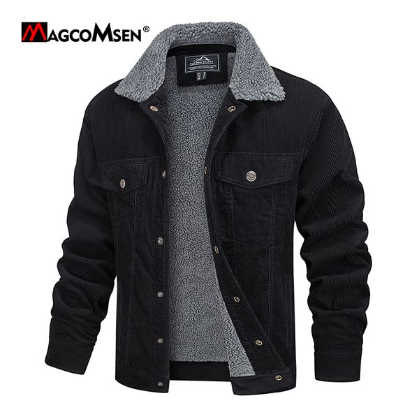 Giacche da uomo MAGCOMSEN Velluto a coste Vintage Sherpa Fleece Windbrekaer Spessi Cappotti invernali caldi Multi tasche Giacca di jeans casual 230921