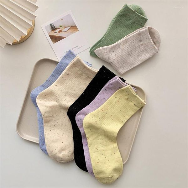 Женские носки, женские новинки, модные осенние простые короткие дышащие хлопковые мягкие милые носки для девочек, впитывающие пот, L Ady Crew Color