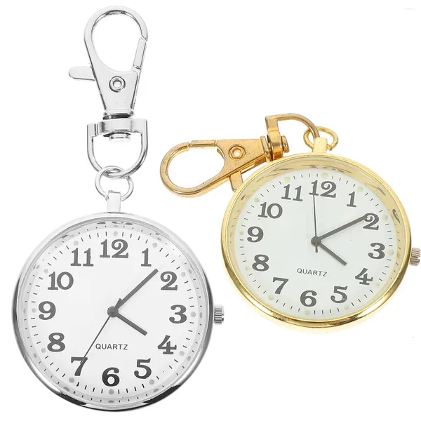 Taschenuhren, 2 Stück, tragbare Uhr, Schlüsselanhänger zum Aufhängen, für Krankenschwestern, Ärzte, Studenten