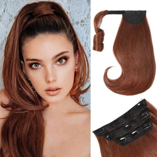 Conjunto de cola de encaje medio arriba y abajo, largo, volteado, con clip en el cabello, estilo versátil, HighTails 230920