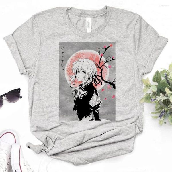 Mulheres Camisetas Violet Evergarden Camisetas Mulheres Y2K Verão Designer Tee Girl 2000s Roupas