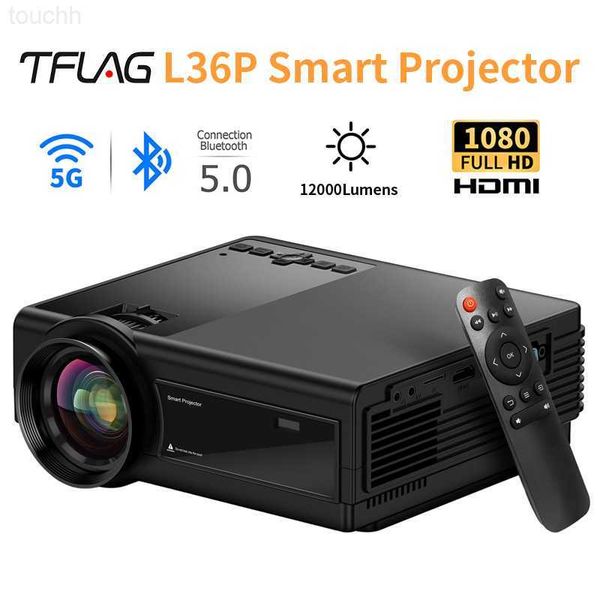 Projetores TFlag Projetor com WiFi BT 5G Native 1080P Home Theater Vídeo Projetor portátil ao ar livre compatível com USB VGA HDMI Phone L230923