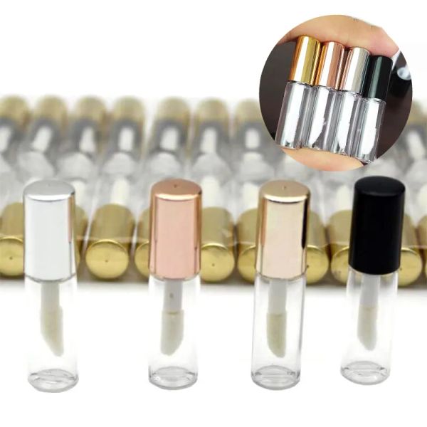 Tubi per lucidalabbra in plastica trasparente vuota da 1,2 ml Tubo per labbra Rossetto Mini contenitore cosmetico campione con tappo in oro rosa 4 colori