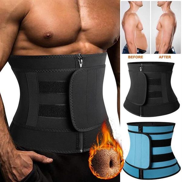 Homens emagrecimento corpo shaper neoprene sauna treino cintura trainer trimmer cinto para perda de peso suor barriga cinto com alças duplas1191t