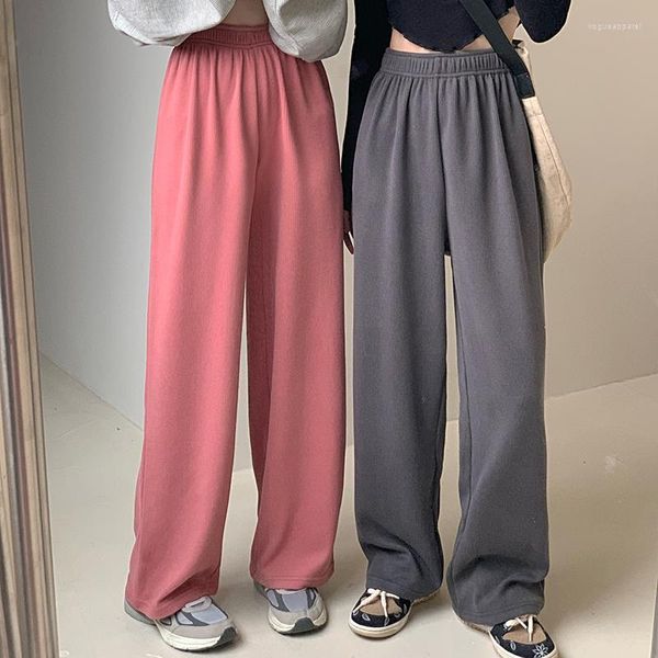 Pantaloni da donna a vita alta lunghi stile coreano femminile sciolto tinta unita streetwear gamba larga pantaloni dritti casual da donna Pantalones