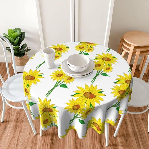 Mantel redondo floral de girasol, flor de 60 pulgadas para comedor, cubierta de Picnic de granja amarilla para interiores y exteriores