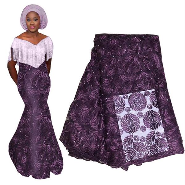 I più nuovi fiori tessuto di pizzo per l'abito da sposa africano della Nigeria abiti da sera del partito 3D pizzo flora appliques materiale con perline 715-269r