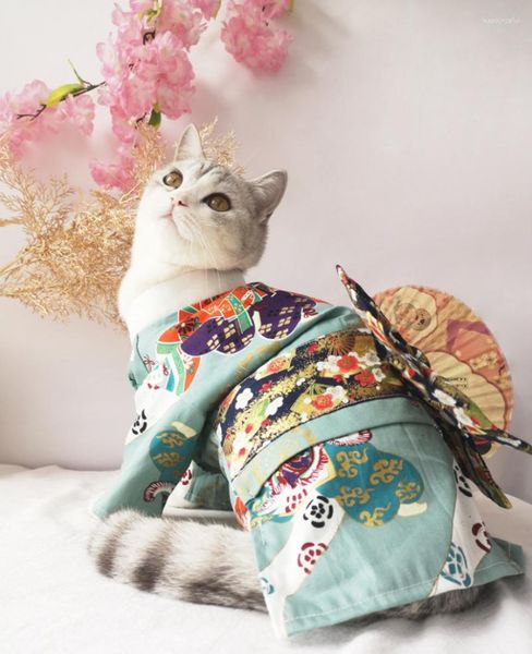 Katzenkostüme im japanischen Stil, Haustier-Kimono, Baumwolle, Frühling und Herbst, Hundekleidung, britischer kurzer Teddy, Eltern-Kind