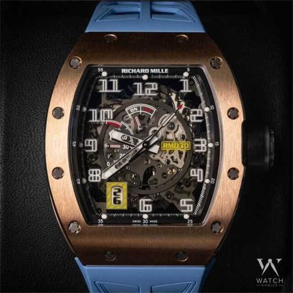 Часы Richarmill Швейцарские автоматические механические наручные часы Мужская серия Rm030 Розовое золото Титановый скелетонизированный циферблат WNCR5