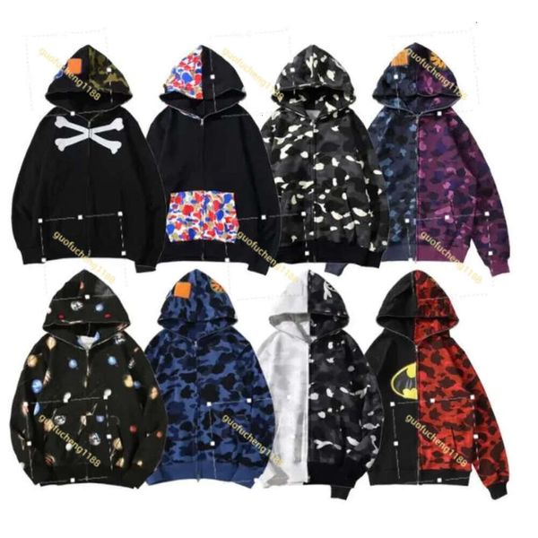 Designer Bapes Sweat à capuche unisexe Shark Sweats à capuche Zipper Sweatshirts Mode Full Zip Correct version2023