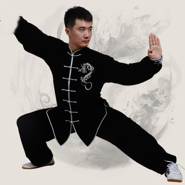 Abbigliamento etnico Velluto Wushu Esercizio mattutino Abito di arti marziali Taichi Performance Outfit Velluto invernale Uniforme Tai Chi 31434