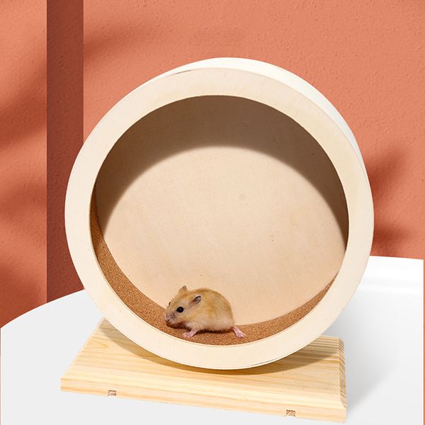 Forniture per piccoli animali Ruota da corsa in legno Addestramento silenzioso Pet Gerbil Topi Gabbia rotatoria Accessorio Rullo muto Giocattolo Criceto Esercizio 230920