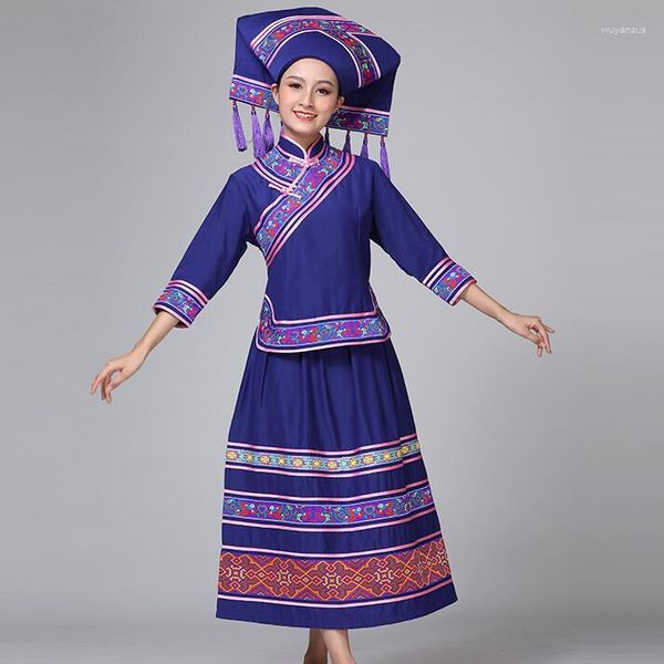Abbigliamento etnico Danza orientale delle minoranze Moda speciale Abiti Hmong Abito Yao Abiti popolari cinesi Cappello Giacca Gonna
