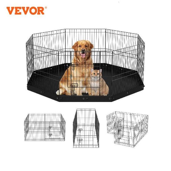 Incubadoras Vevor Dog Playpen 8 Painéis Dobráveis Caneta de Exercício de Metal Pet Cerca com Capa de Almofada Inferior para Filhote de Cachorro Outdoor Camping Yard Kennel 230920