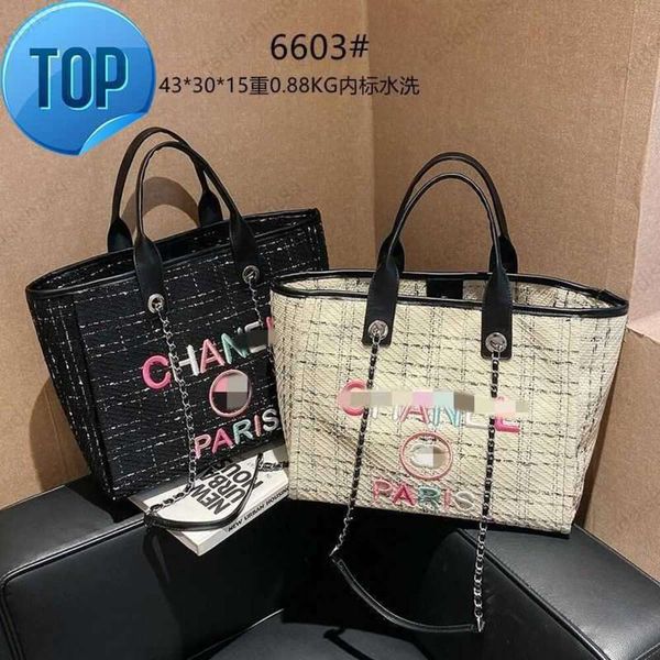 Sacos de designer mãos tote canal corrente bagss praia mulheres luxo moda tricô bolsa ombro grande capacidade lona shoppingh