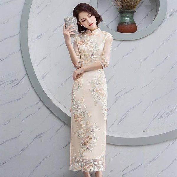 Ethnische Kleidung Party Frauen Kleid Luxus China Stil Elegante Bankett Lange Qipao Orientalische Weibliche Hochzeit Schlank Prom Cheongsam Kleider 2062