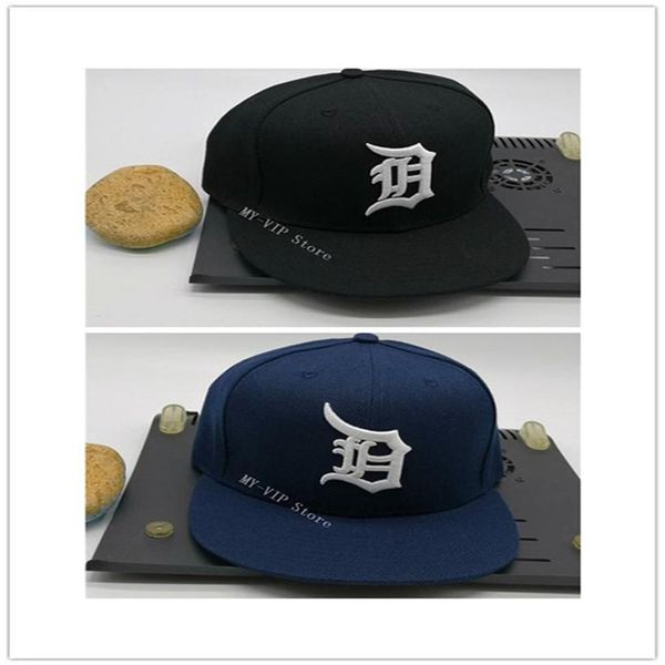 Top New Detroit Sports Fitted Hats Coole Baseball Fitted Cap Erwachsene Flat Peak Hip Hop Tiger Männer Frauen Blau Schwarz Vollständig geschlossen Go1960