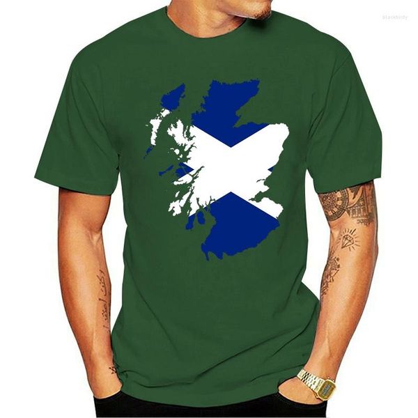 Herren-T-Shirts, T-Shirt mit Schottland-Flagge, Karte, kurzärmelig, Baumwolle, Schwarz