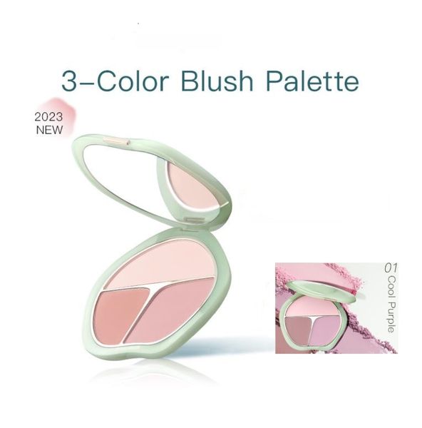 Blush Timage Palette di fard a 3 colori Guance carnose Contorno naturale con sfumature rosa viola albicocca 13g Trucco 230921