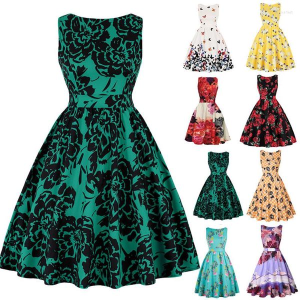 Lässige Kleider Vintage -Kleid für Frauen drucken Halloween Mini Ärmel und Hals Schlanker Performance Kleidung Mode Blumen kurz