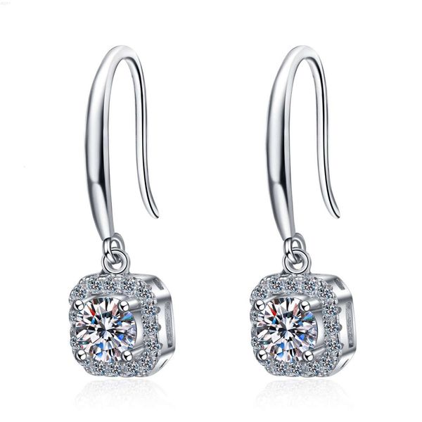 Damen-Ohrringe aus 1 Karat echtem 925er-Silber mit zertifiziertem echtem Diamant und Moissanit-VVS-Haken aus Weißgold für Damen