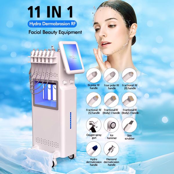 Melhor 11 em 1 diamante microdermoabrasão cabeças pretas remoção hidro água aqua peeling dermoabrasão linhas finas reduzir máquina