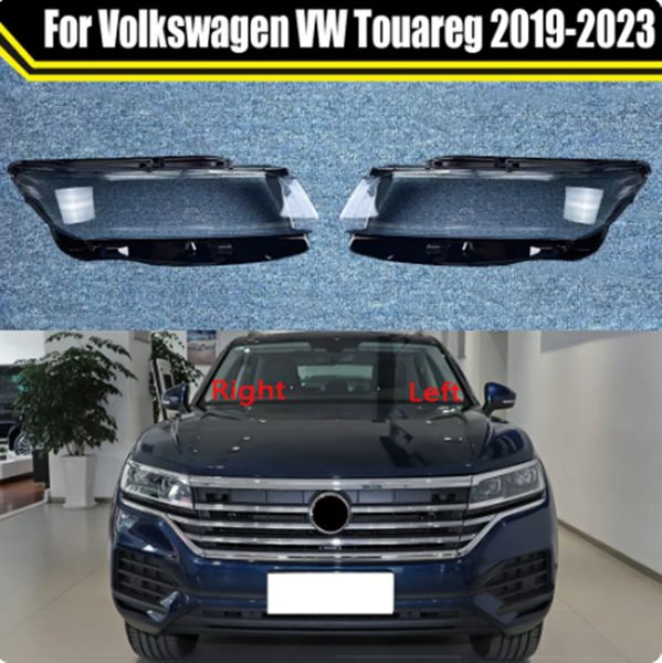 Auto transparente luz habitação caso da lâmpada para volkswagen vw touareg 2019-2023 frente farol do carro lente de vidro capa sombra escudo