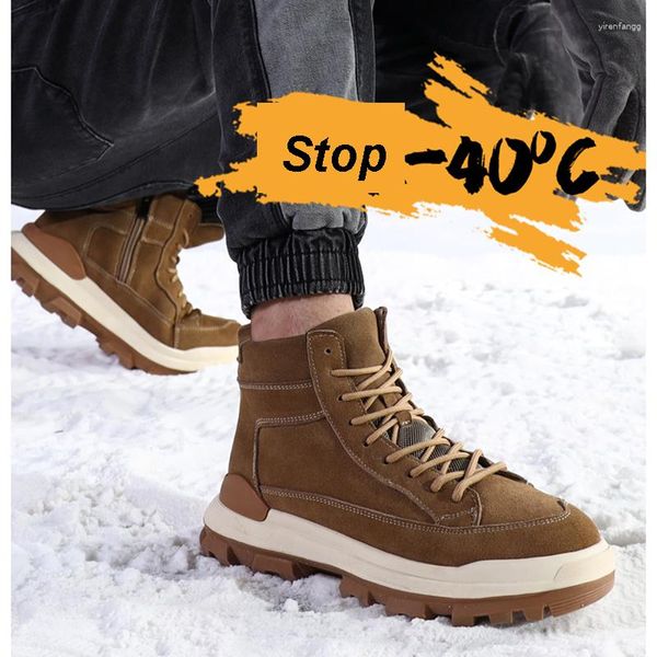 Stiefel Schnee Mann Winter Echte Kuh Leder Echte Schafe Wolle Turnschuhe Männer Eu USA Mode Lässig Im Freien Warme Knöchel niedrigen