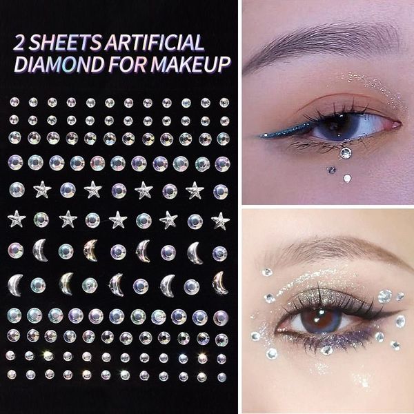 Outros suprimentos de tatuagem 2 folhas artificial diamante glitter tatoo adesivo para maquiagem mulheres sombra rosto jóias olhos cristal 230921