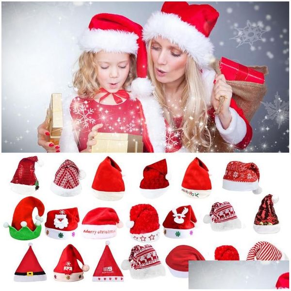 Beanie/Skull Caps Beanie/Skl 25 Cappello di Natale Vacanza per annunci Natale Uni Santa Beanie Forniture per feste Pompon in cotone Palline pelose Drop Del Dhywu