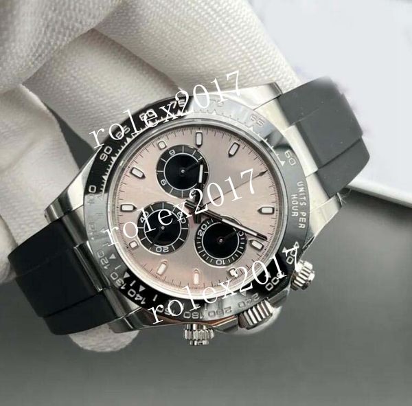 Clean Factory besttime Uomo Super Data da 40 mm Cassa grigio Quadrante tachimetro in ceramica Lunetta 4130 Cinturino in caucciù Automatico Zaffiro Spessore 12,5 mm Orologi da polso