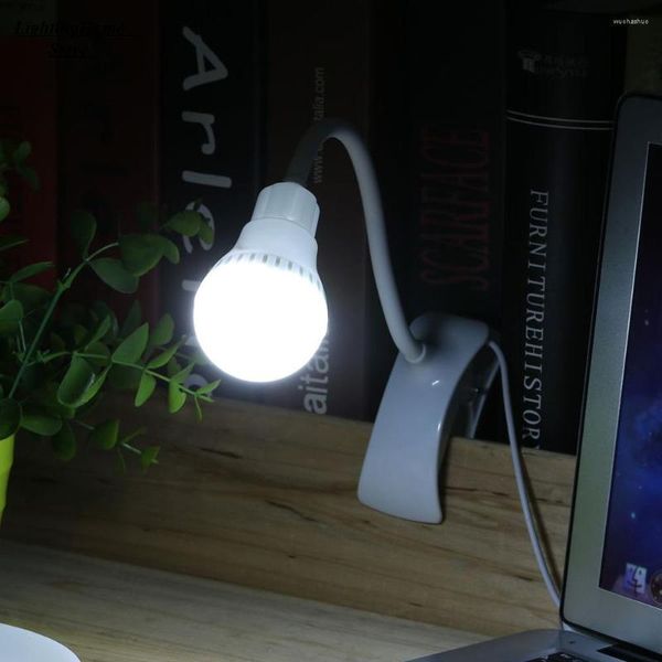 Tischlampen Superhelle LED-Schreibtisch-Clip-Lampe USB-Lesung Student 360 Grad biegbares Licht Weihnachtsgeschenk Drop