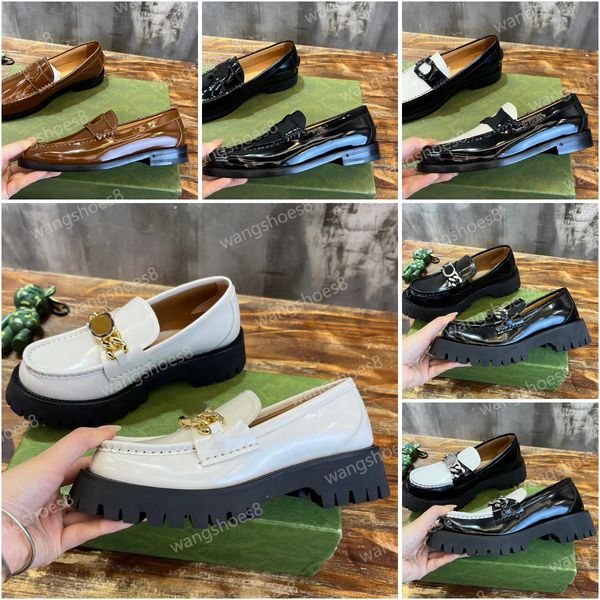 Mocassino da donna con motivo G intrecciato Scarpe firmate Platform Lug Sole Mocassino in pelle di lusso Mocassino alla moda di alta qualità Taglia 35-40