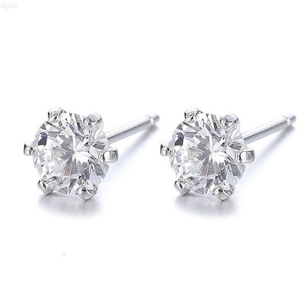 Orecchini a bottone con moissanite Vvs brillante rotondo in argento sterling 925 placcato in rodio all'ingrosso della fabbrica per le donne uomini