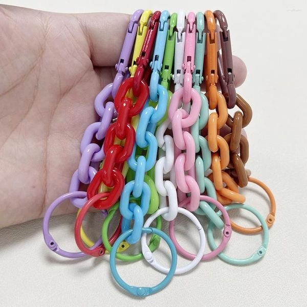 Portachiavi 5 pz / lotto 12 colori carino portachiavi colore della caramella moschettone fibbia set di catene anelli divisi accessori fatti a mano fai da te