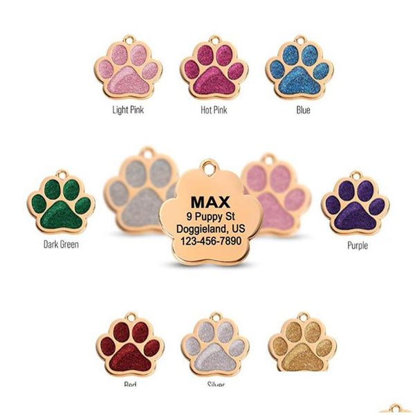 Hundemarke ID-Karte Zinklegierung Tropf verarbeitet Pfote leere Haustier-ID-Tags mit Spiegeloberfläche Großhandel 5508 Q2 Drop Lieferung Home Garden Suppl Dhfgu