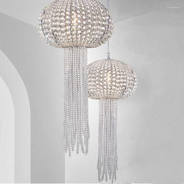 Lâmpadas pendentes vintage lustre de cristal de luxo LED quente branco escurecimento iluminação sala de jantar decoração criativa medusa design luminária