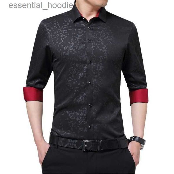 Herrenhemden BROWON Neueste Plus Size Male Social Shirt Langarm Männer Blumenhemd Herrenhemd Business Importiert-China L230921