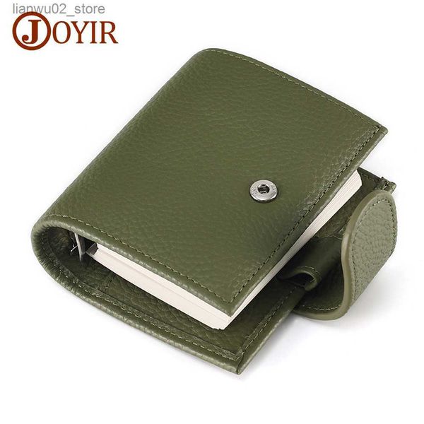 Fermasoldi JOYIR Vera Pelle Regular Formato A9 Anelli Planner Mini Notebook ad Anelli a 3 Fori con Anello Organizer Portafoglio da 19 mm Diario di Viaggio Q230921