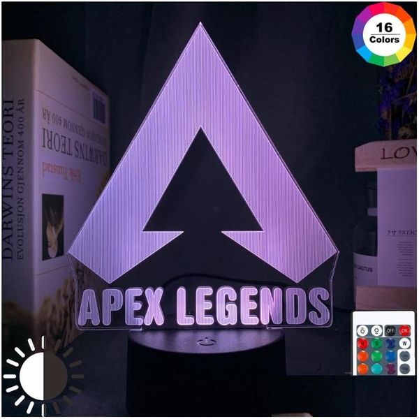 Luci notturne Personalizza Apex Legends Logo Luce Lampada da tavolo a LED Cambia colore Idee per l'arredamento Fantastico Premio per eventi Giocatori Batteria Caduta D Otxvo