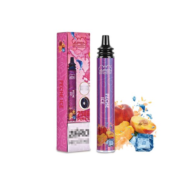 Original Vapen Ehook 2500puffs Bobina de malha 0% 2% Descartável E Cigarros Starter Kit Pré-preenchido Pod Vape Forma de chaleira Dicas de gotejamento Grande saída de fumaça Portátil Extra Max Vape