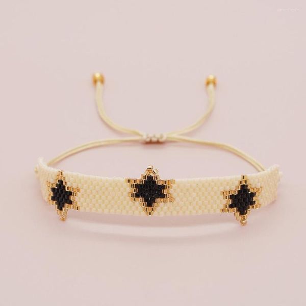 Bracciale con perline a forma di stella, design originale, moda, semplice lavorazione a mano, geometria regolabile, perline di riso della Boemia