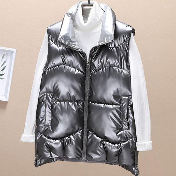 Gilet da donna Viso luminoso Donna Cotone sciolto High Street Fashion Semplicità coreana Giacca casual Cappotto invernale da donna senza maniche spesso