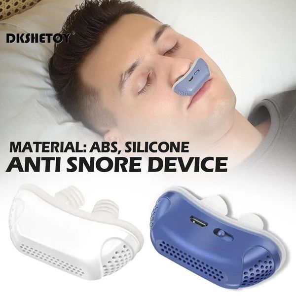 Schlafmasken Elektrische Anti-Schnarch-Geräte Doppelte Vortex-Luftversorgung Stop Schnarchen Tragbare, komfortable Wohlhilfe 230920